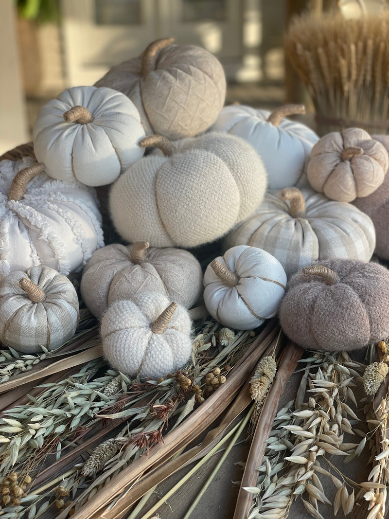 CF-3148 - Lrg. Cream Fuzzy Fabric Pumpkin
