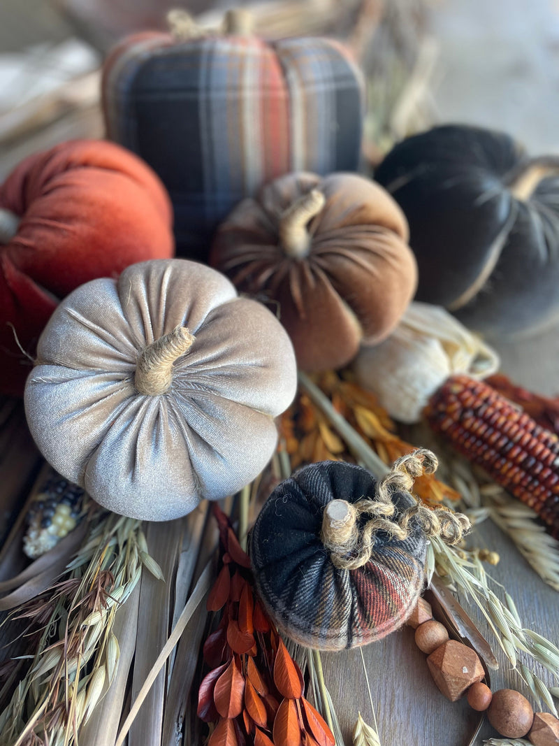 CF-3160 - Sm. Gray Velvet Pumpkin