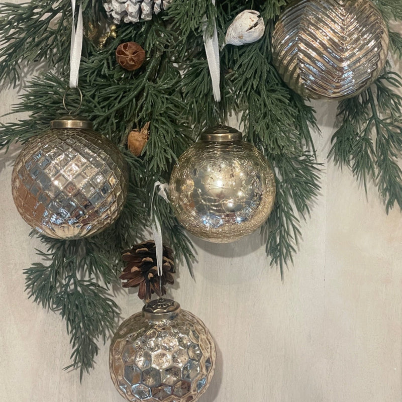 3" Champagne Mercury Glass Bulbs, Asst of 4 