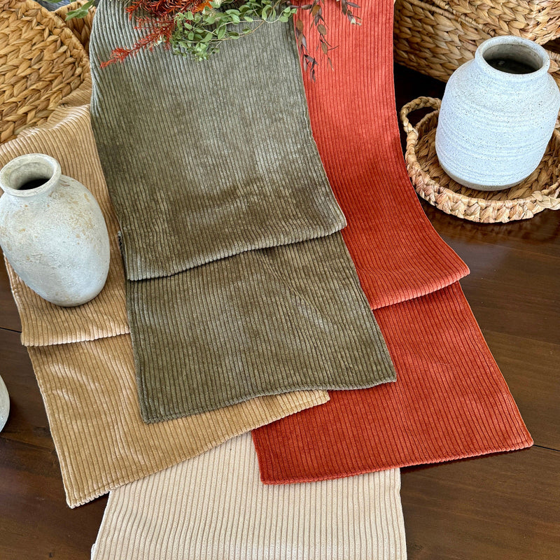 CF-3383 - Tan Corduroy Table Runner (DUE IN MAY)