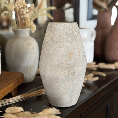 Lrg. Rustic White Vase 