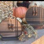CA-5123 - Wood/Blk Striped Laser Pumpkin *LIMITED STOCK*