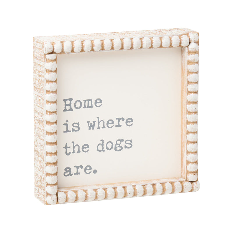 PS-8155 - Home Dogs Beaded Box Sign
