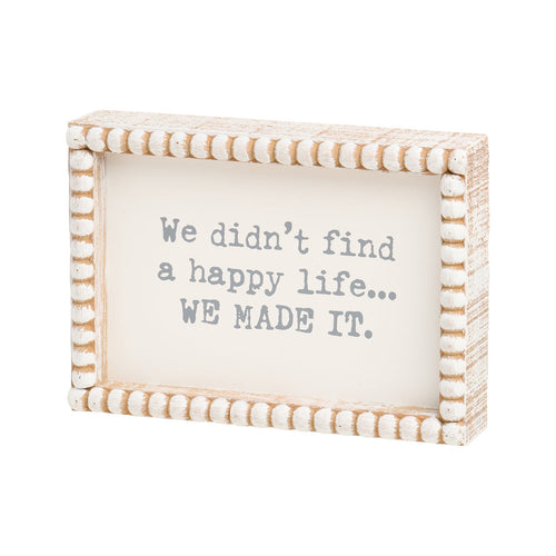Happy Life Beaded Box Sign