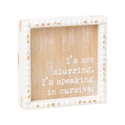 Cursive Beaded Box Sign