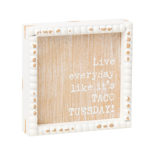 Taco Tuesday Beaded Box Sign
