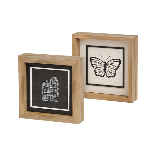 House/Butterfly Framed Sign (Reversible)