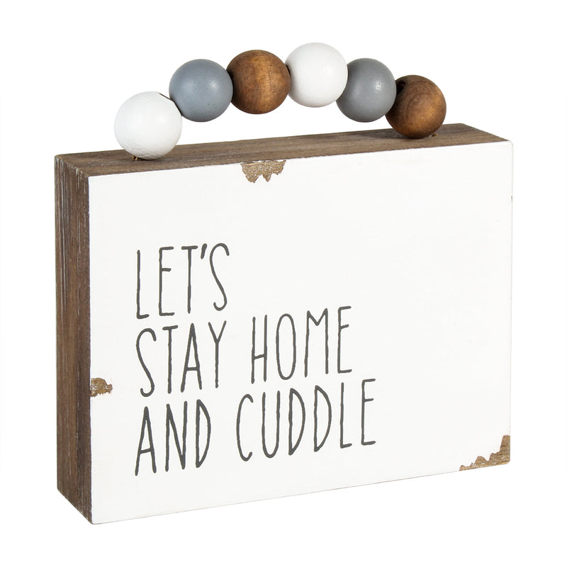 SW-1043 - Stay Home Box Sign w/ Beads