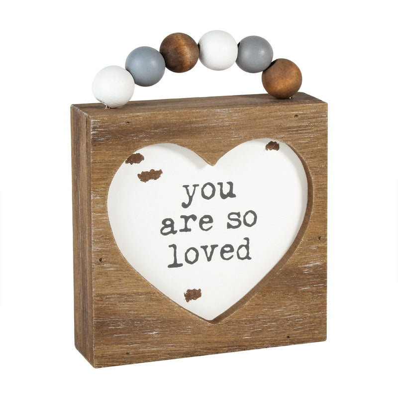 SW-1045 - So Loved Box Sign w/ Beads