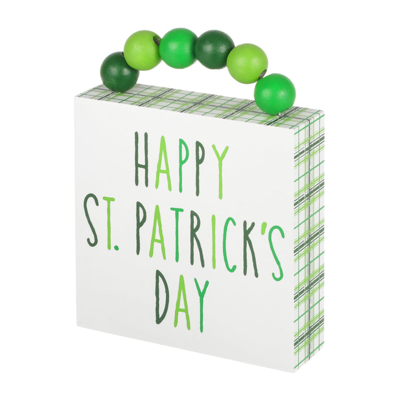 St. Pat Plaid Box Sign w/ Beads