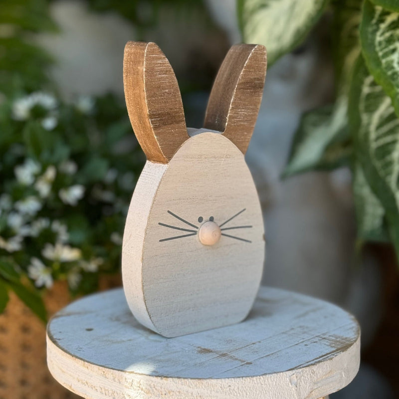 SW-3120 - White/Wood Egg Bunny