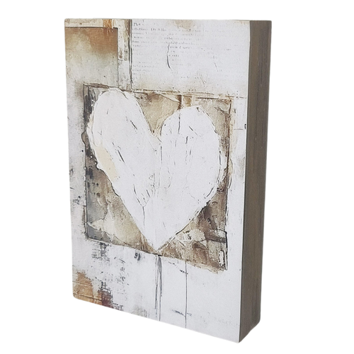 Rustic White Heart Block