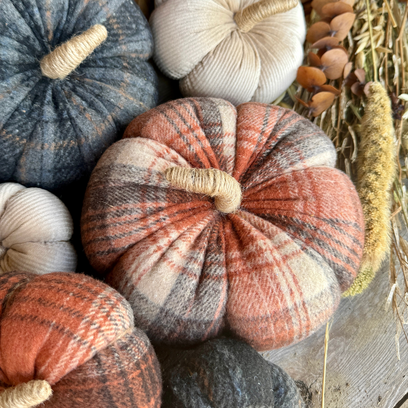 CF-3296 - Large Dusty Plaid Pumpkin (DUE IN MAY)