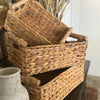 WG-1006 - Wood Handle Rectangular WH Baskets, set of 3