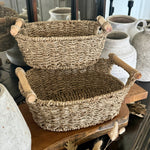 Wood Handle Oval SG Baskets, set of 2