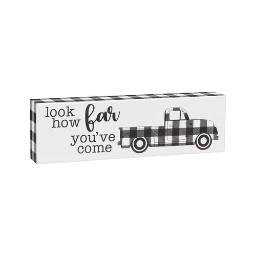 How Far BW Truck Box Sign