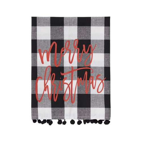 Christmas BW Check Tea Towel