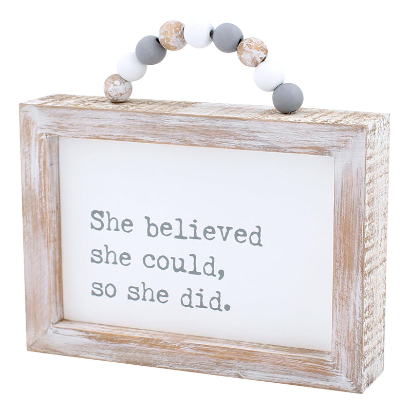 CA-3821 - She Could Framed Sign w/ Beads