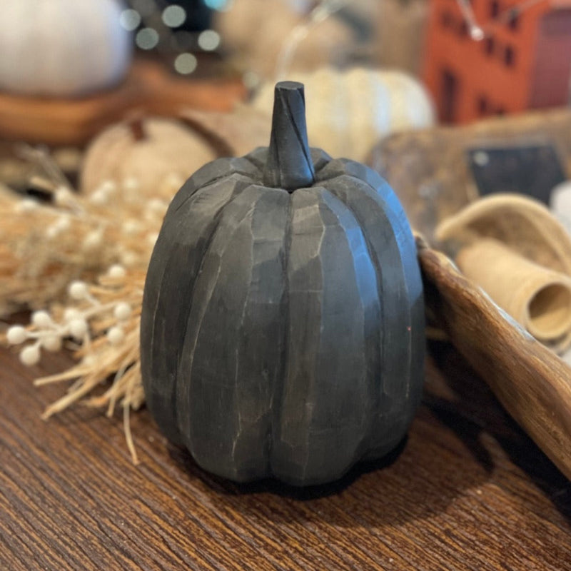 CA-5257 - Lrg. Black 3D Carved Pumpkin