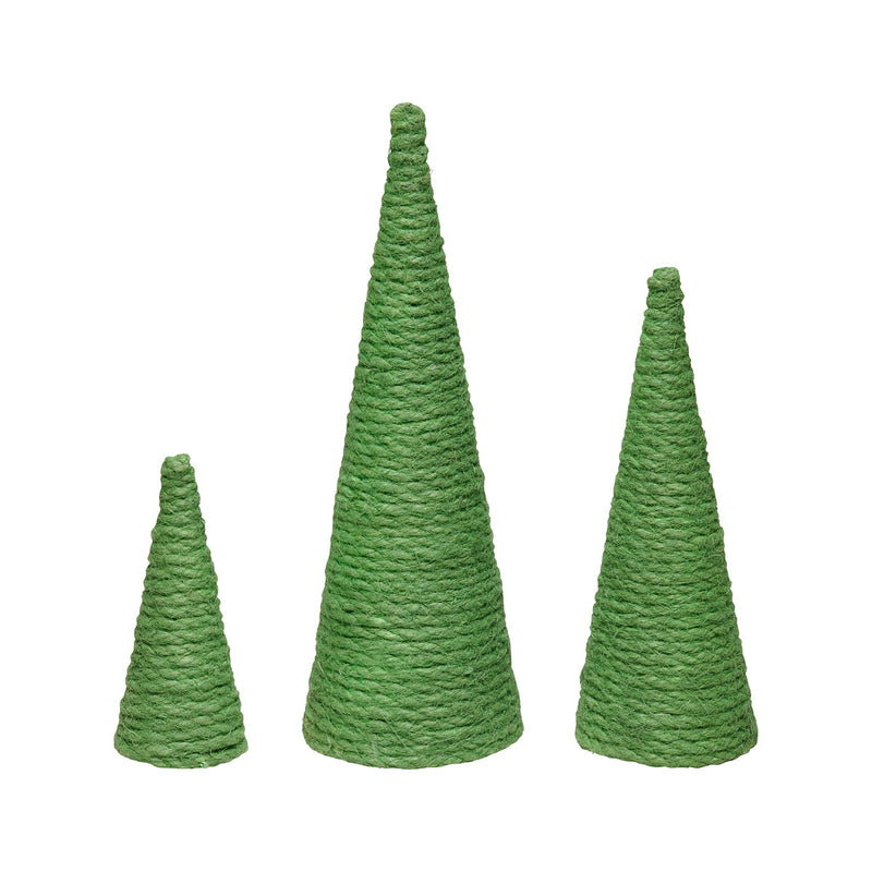 FR-3504 - *Sm. Green Jute Cone Trees, Set of 3