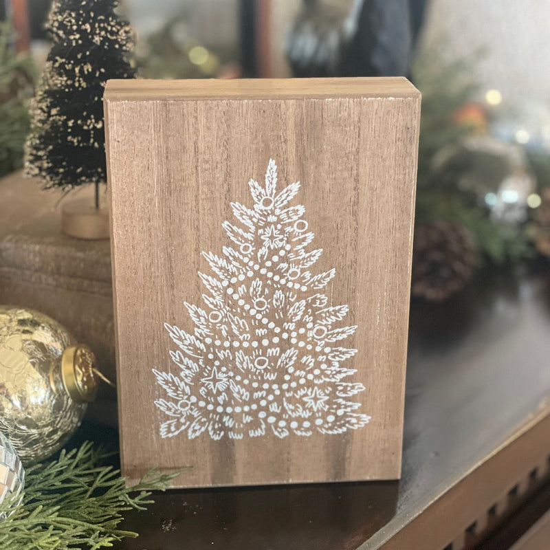 FR-3720 - Glitter Tree Wood Wash Box Sign