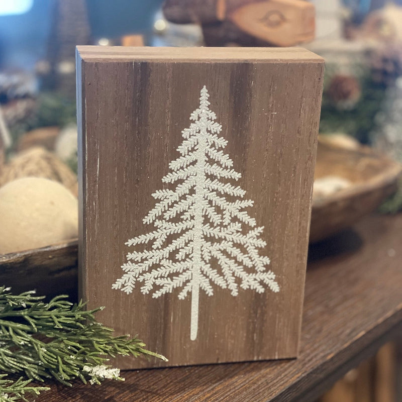 FR-3801 - Wood/White Glitter Pine Box Sign
