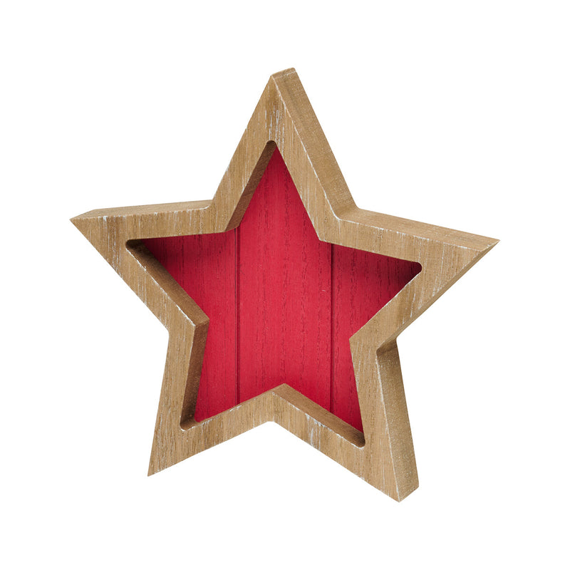 PS-8318 - Red Plank Framed Star
