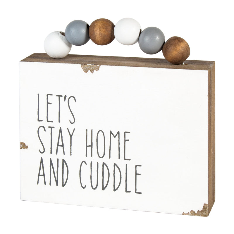 SW-1043 - Stay Home Box Sign w/ Beads