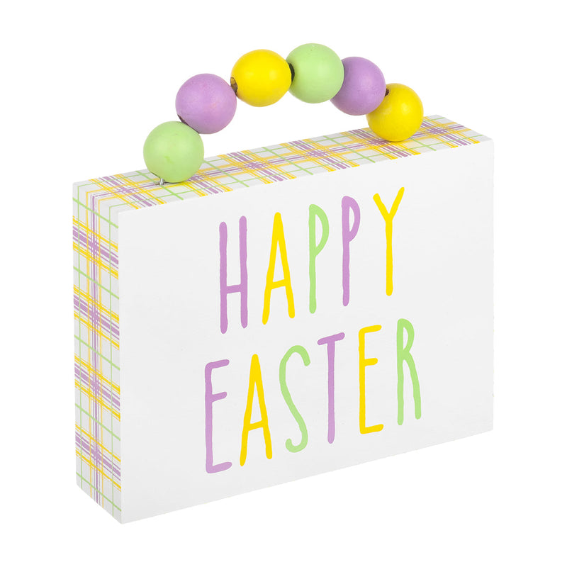 SW-1712 - Easter Plaid Box Sign w/ Beads