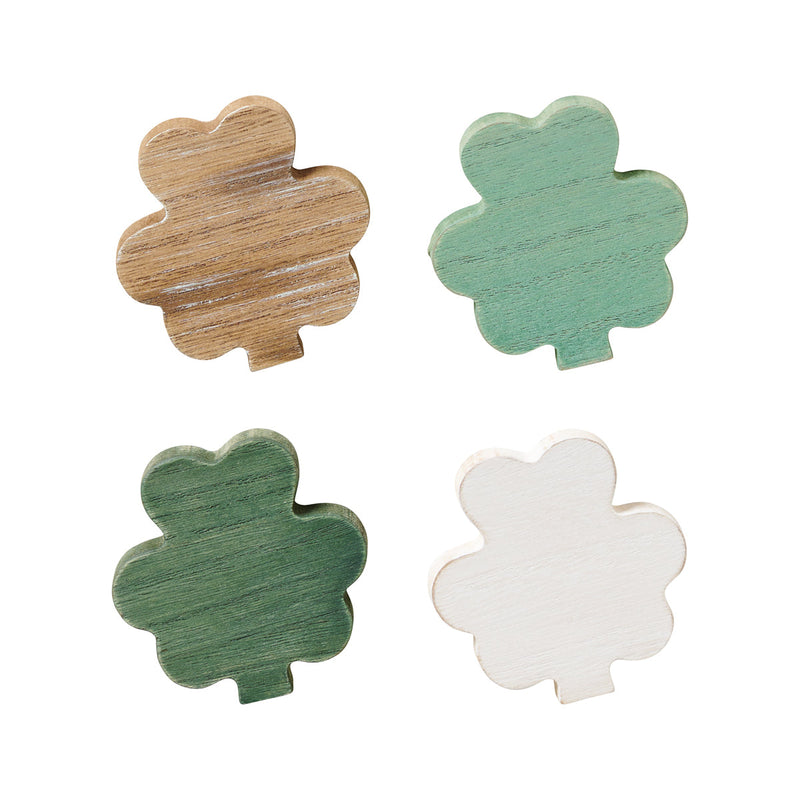 SW-2035 - Washed Wood Clovers, Set of 4