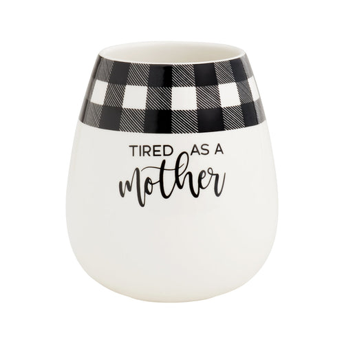 Ceramic Camping Coffee Mug for Mom Tired As A Mother (White)