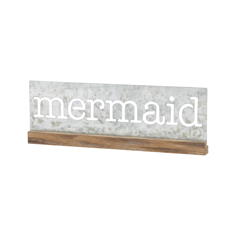 Mermaid Galvanized Tabletop Sign
